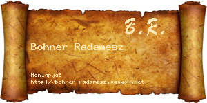 Bohner Radamesz névjegykártya
